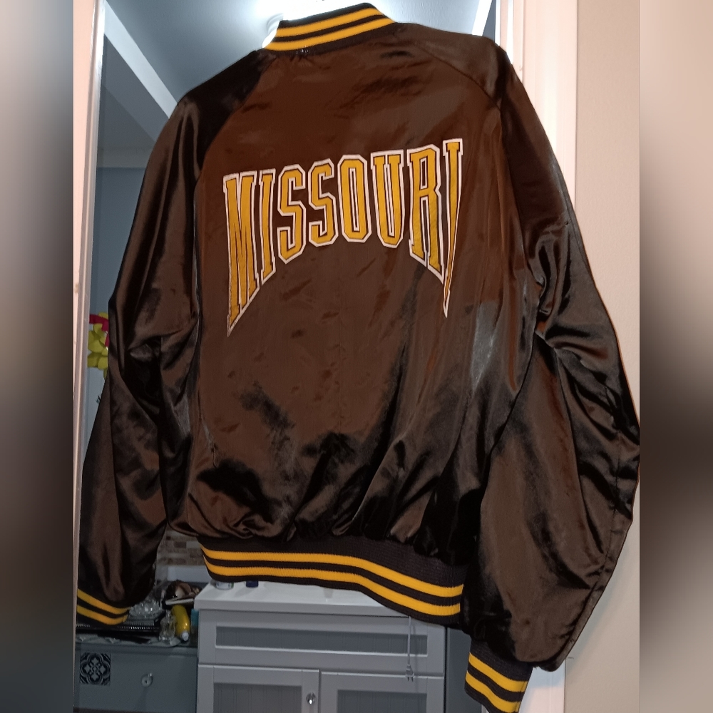 VINTAGE Satin Athletic Bomber Jacket L (Missouri)